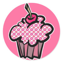 lipstick kisses cupcake stickers