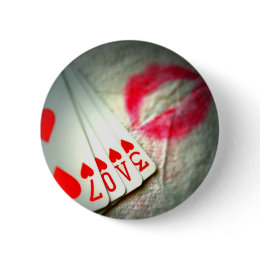 Lipstick Kisses, Love in Hearts Playing Cards button