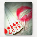 Lipstick Kisses, Love in Hearts Playing Cards Mouse Pad