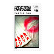 Lipstick Kisses, Love in Hearts Playing Cards Stamp