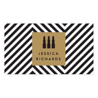 Lipstick Trio Logo with Retro Black/White Pattern Double-Sided Standard Business Cards (Pack Of 100)