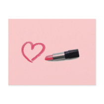 Lipstick with heart design postcards