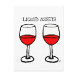 "LIQUID ASSETS" FUN RED WINE PRINT POST CARDS