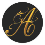 Liquid Gold A monogram Round Sticker