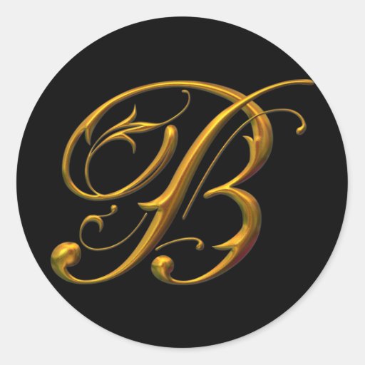 Liquid Gold B Monogram Classic Round Sticker | Zazzle