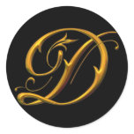 Liquid Gold D mongram Round Stickers
