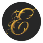 Liquid Gold E monogram Round Sticker