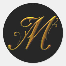 Liquid Gold M monogram Round Stickers