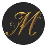 Liquid Gold M monogram Round Stickers