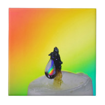 Liquid Photography - Rainbow Drops Ceramic Tile
