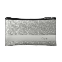 Liquid Silver Metal Effect Small Cosmetic Bag at Zazzle