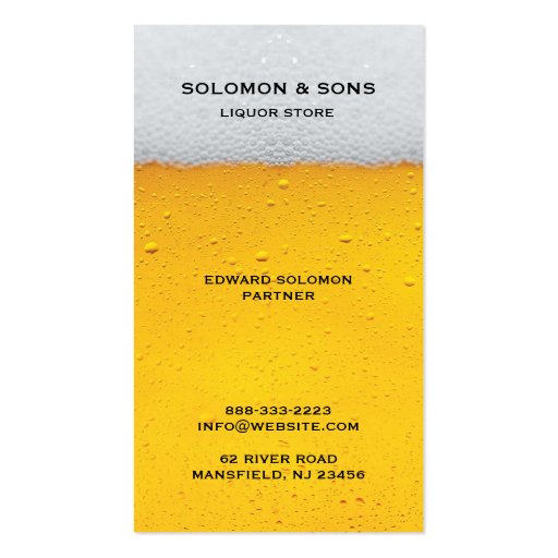 Liquor Beer Store Business Card (front side)