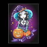 "Lisa" Halloween Pumpkin Witch Postcard