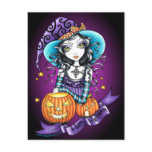 "Lisa" Halloween Pumpkin Witch Postcard