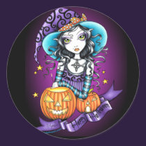 "Lisa" Halloween Pumpkin Witch Stickers stickers