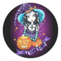 "Lisa" Halloween Pumpkin Witch Stickers by mykajelina "Lisa" Halloween Pumpkin Witch Stickers