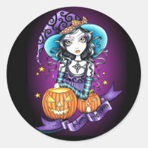 halloween, witch, pumpkin, fairy, faerie, myka, jelina, fantasy, stars, Sticker with custom graphic design