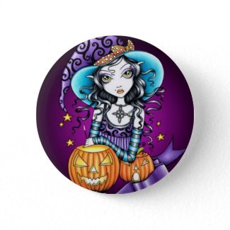 Lisa Magical HALLOWEEN Pumpkin Witch button