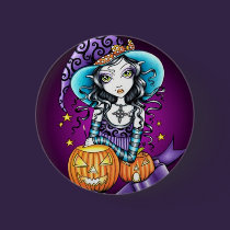 Lisa Magical HALLOWEEN Pumpkin Witch buttons