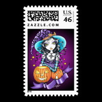 Lisa Magical HALLOWEEN Pumpkin Witch postage