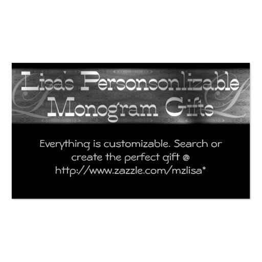 Lisa's Gift Emporium - Monogram shop Profile Card Business Card Template (back side)