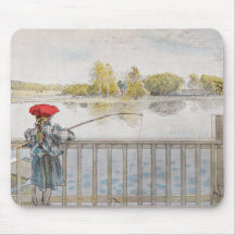 Lisbeth a Little Girl Fishing by Carl Larsson Mousepads