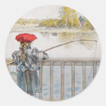 Lisbeth a Little Girl Fishing by Carl Larsson Stickers