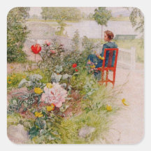 Lisbeth  in the Flower Garden Square Stickers