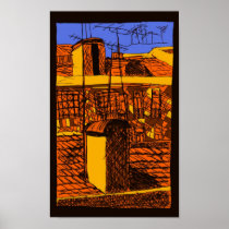 lisbon roofs poster