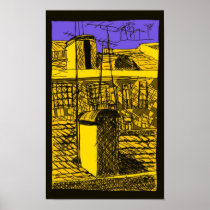 lisbon roofs poster