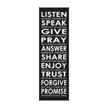 LISTEN, SPEAK, GIVE, PRAY, ANSWER CANVAS PRINT