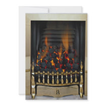 Lit coal in brass basket invites