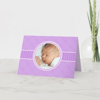 Lite Purple Baby Birth Announcement card