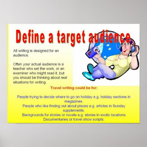 Literacy, travel writing, Define target audience Poster Zazzle