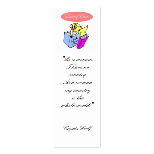 Literary Chick Bookmark to Customize Business Cards (front side)