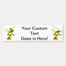 Literati Pine in yellow pot Bumper Stickers