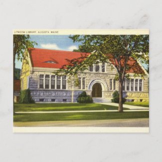 Lithgow Library, Augusta, Maine vintage postcard