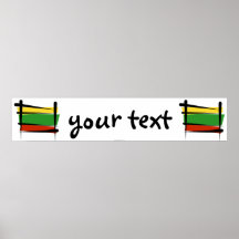 Lithuania Brush Flag Banner Print