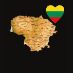 Lithuania Flag Heart Map Fitted AA T-Shirt