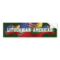 Lithuanian-American Waving Flag Bumper Stickers