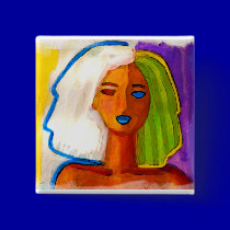 little abstract  woman in colors buttons