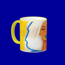 little abstract  woman in colors mugs