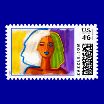 little abstract  woman in colors stamps