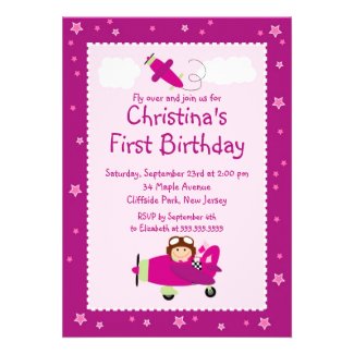 Little Airplane Pilot Birthday Party Invitations