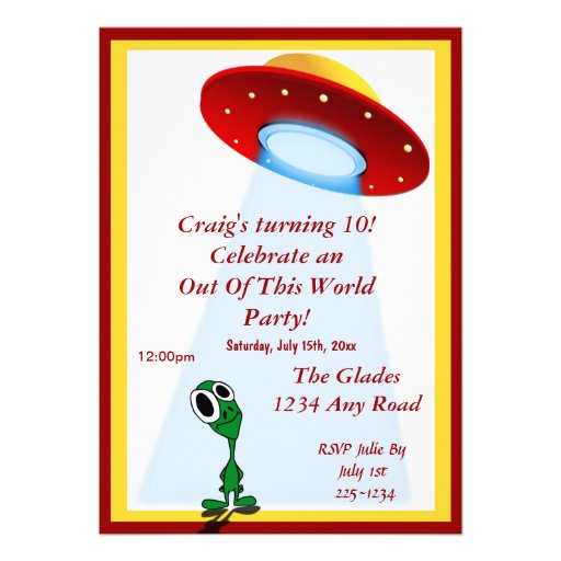 Little Alien Out Of This World Birthday Personalized Invites