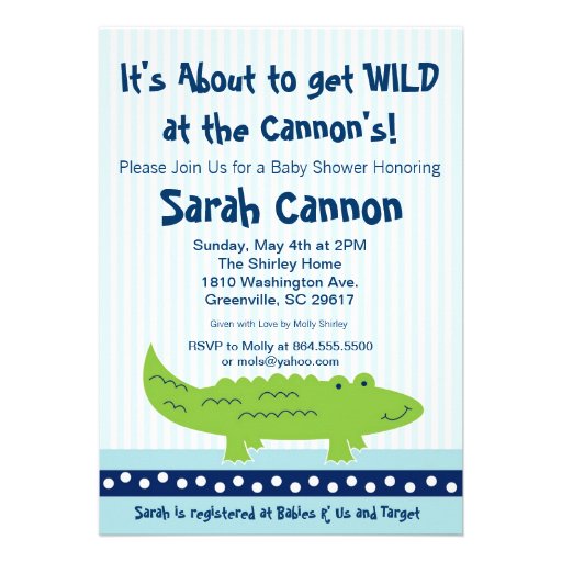 Little Alligator, Boy Baby Shower Invitation