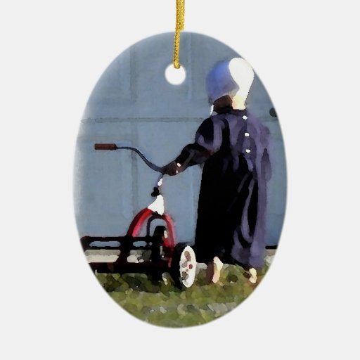 little amish girl with her trike watercolor double sided little amish girl with her trike watercolor double sided