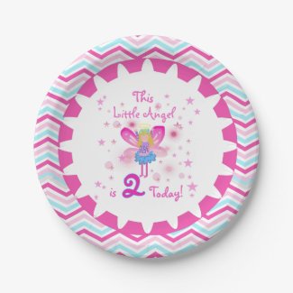 Little Angel 2nd Birthday Paper Plates 7 Inch Paper Plate