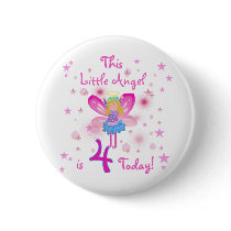 Little Angel 4th Birthday T-shirts and Gifts Pinback Button