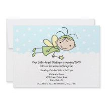 Little Angel Stick Figure Birthday Invitation by celebrateitinvites Little Angel Stick Figure Birthday Invitation